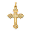 14k Budded Hollow Cross Pendant, 39 x 21 mm