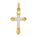 14k and White Rhodium Hollow Cross Pendant, 27.75 x 14 mm