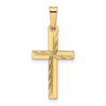 14k Diamond-cut Small Hollow Cross Pendant, 25 x 11 mm