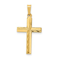 14k Diamond-cut Hollow Cross Pendant, 28 x 15 mm