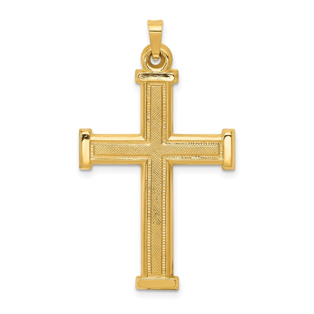 14k Hollow Latin Cross Pendant, 40 x 23.5 mm