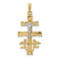 14k Two-tone Cara Vaca Crucifix Pendant, 34 x 15 mm