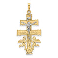 14k Two-tone Cara Vaca Crucifix Pendant, 38 x 19 mm