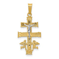 14k Two-tone Cara Vaca Crucifix Pendant, 28 x 12 mm