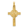 14k INRI Hollow Iona Crucifix Pendant, 33 x 17 mm