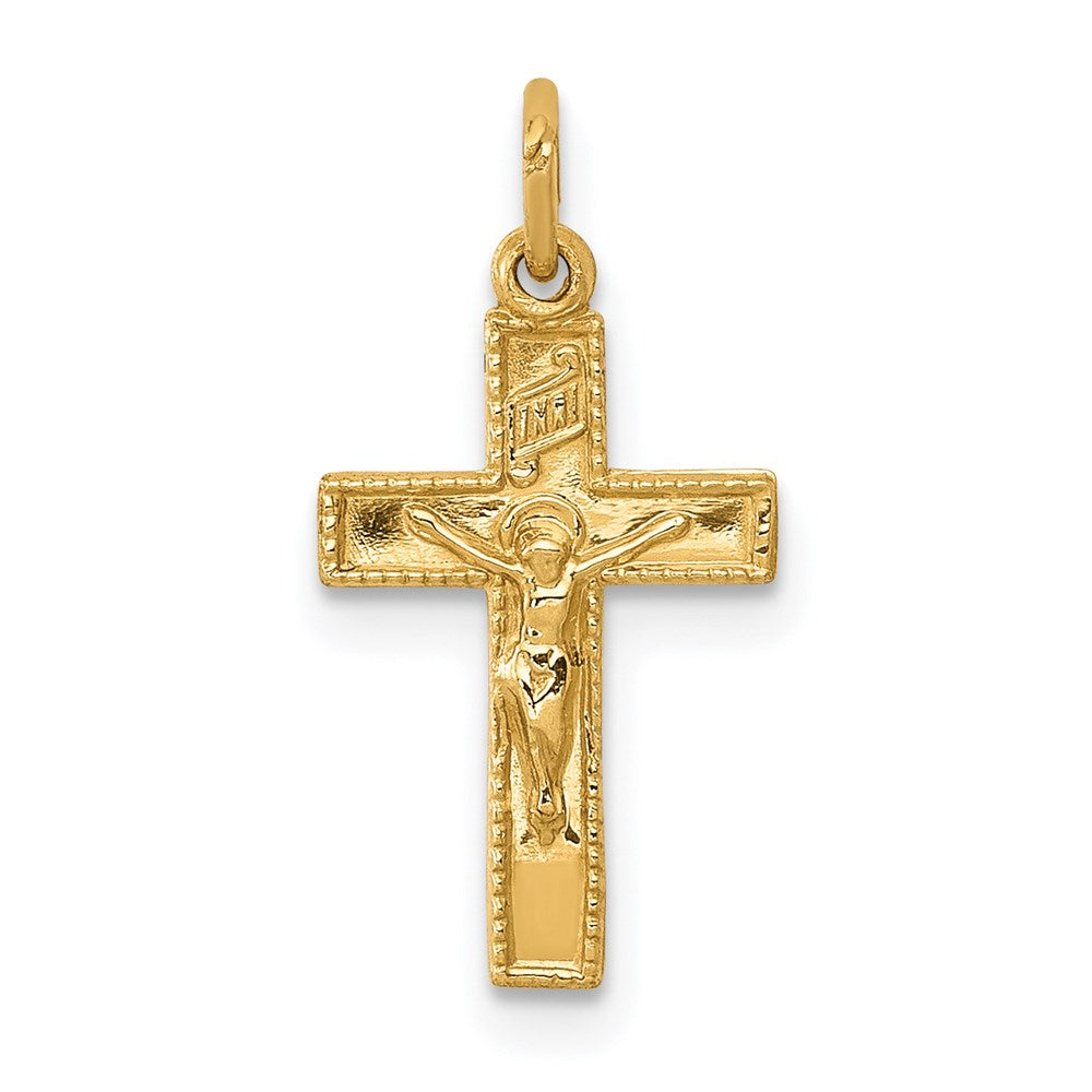 14k INRI Crucifix Charm, 19 x 10 mm