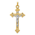 14k Two-tone INRI Hollow Crucifix Pendant, 45 x 22 mm