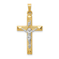 14k Two-tone INRI Hollow Crucifix Pendant, 33 x 17 mm, 1.05 g