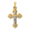 14k Two-tone INRI Hollow Crucifix Pendant, 28 x 15 mm