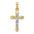 14k Two-tone INRI Hollow Crucifix Pendant, 25 x 12 mm, 0.55 g
