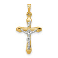 14k Two-tone INRI Hollow Crucifix Pendant, 29 x 14 mm