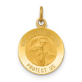 14k Polished and Satin Solid Our Guardian Angel Medal Charm, 17 x 11.75 mm