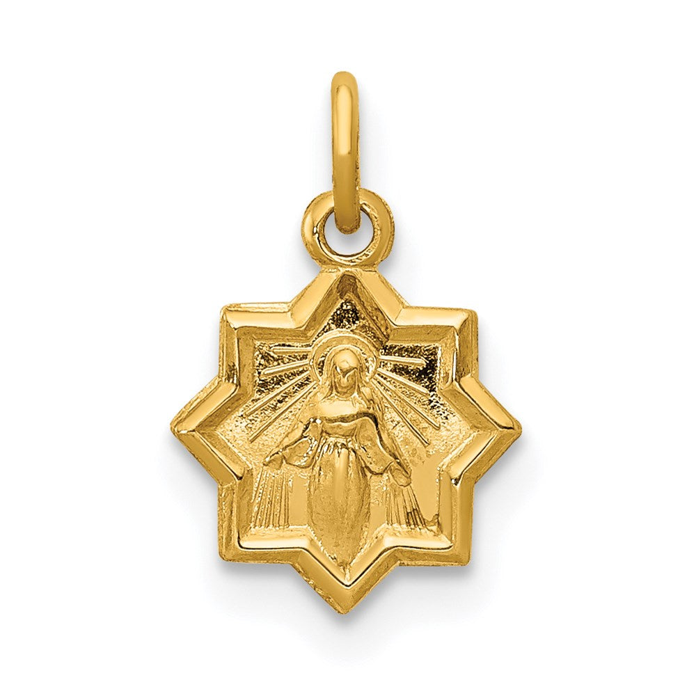 14k Blessed Virgin Mary Charm, 14 x 9 mm