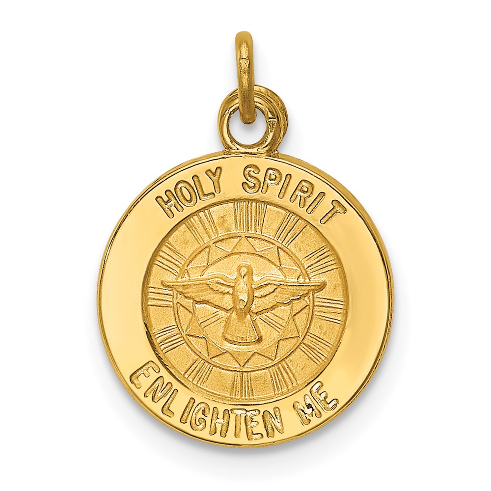 14k Polished and Satin Solid Holy Spirit Medal Charm, 18 x 12.65 mm