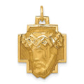 14k Satin Diamond-cut Jesus Charm, 25 x 17 mm