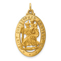 14k Polished and Satin Solid Cut-out Saint Christopher Medal Oval Pendant, 31 x 17.5 mm