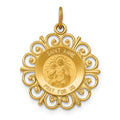 14k Polished and Satin Solid Saint Anne Medal Scalloped Edge Charm, 24.5 x 19 mm