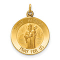 14k Polished and Satin Solid Saint Patrick Medal Round Charm, 23 x 15 mm