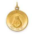 14k Polished and Satin Solid Mother Cabrini Medal Round Charm, 19.65 x 15 mm