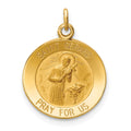 14k Polished and Satin Solid Saint Gerard Medal Round Charm, 19.5 x 14.5 mm