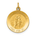 14k Polished and Satin Solid St John the Baptist Medal Round Pendant, 19.8 x 15 mm