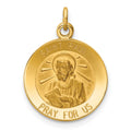 14k Polished and Satin Solid Saint Paul Medal Round Charm, 23 x 15 mm
