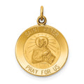 14k Polished and Satin Solid Saint Peter Medal Round Charm, 23 x 15 mm