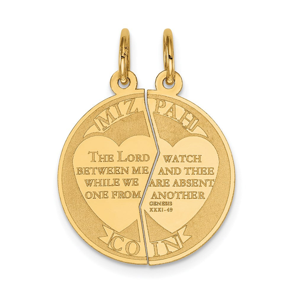14K MIZPAH COIN 2-piece Round Charm, 26 x 20 mm
