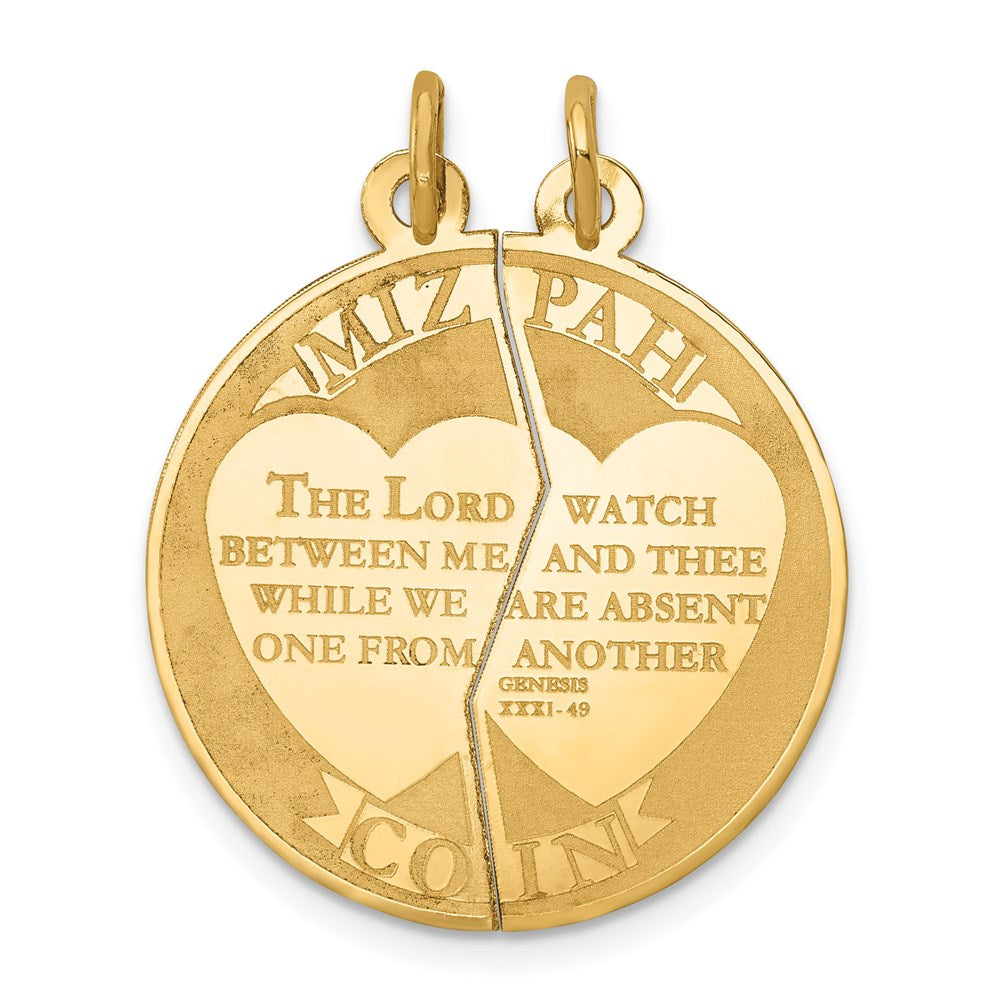 14K MIZPAH COIN 2-piece Round Charm, 29 x 23 mm