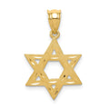 14k Solid Satin Star of David Charm, 24 x 16 mm