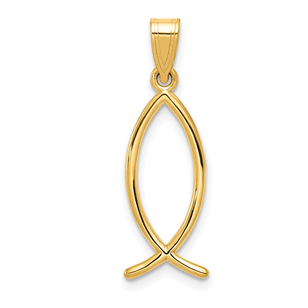 14k Ichthus Fish Charm, 26 x 9 mm