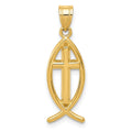 14k Cross Ichthus Fish Pendant, 26 x 9 mm