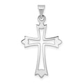 14k White Gold Budded Cross Pendant, 30 x 17 mm