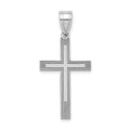 14k White Gold Laser Etched Cross Charm, 25 x 12 mm