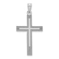 14k White Gold Laser Etched Cross Charm, 37 x 20 mm