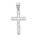 14K White Gold Floral Cross Charm, 25 x 12 mm