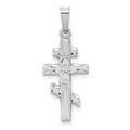 14k White Gold Eastern Orthodox Cross Charm, 27 x 11 mm