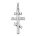 14k White Gold Eastern Orthodox Cross Pendant, 34 x 15 mm