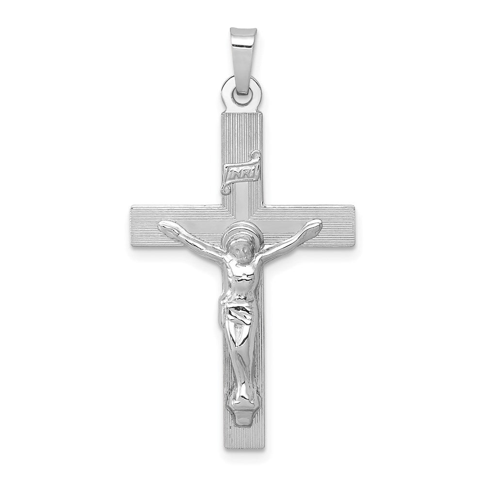 14k White Gold INRI Crucifix Charm, 37 x 20 mm