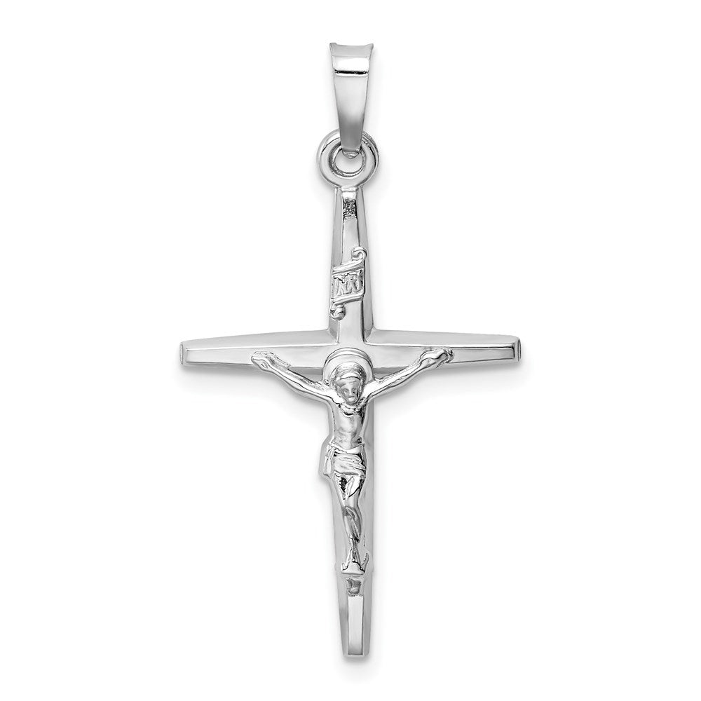 14k White Gold INRI Crucifix Charm, 34 x 19 mm