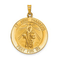 14k Polished and Satin Hollow Saint Jude Thaddeus Medal Round Pendant, 29 x 22 mm