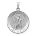 14k White Gold Polished and Satin Solid Saint Christopher Medal Pendant, 28.5 x 20.5 mm