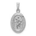 14k White Gold Polished and Satin Solid Saint Christopher Medal Charm, 23 x 11 mm
