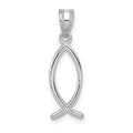 14k White Gold Ichthus Fish Pendant, 23 x 8 mm