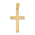 14k Polished Laser Etched Cross Charm, 28 x 15 mm