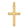 14k Laser Etched Cross Charm, 37 x 19 mm