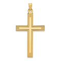 14k Laser Etched Cross Charm, 50 x 26 mm