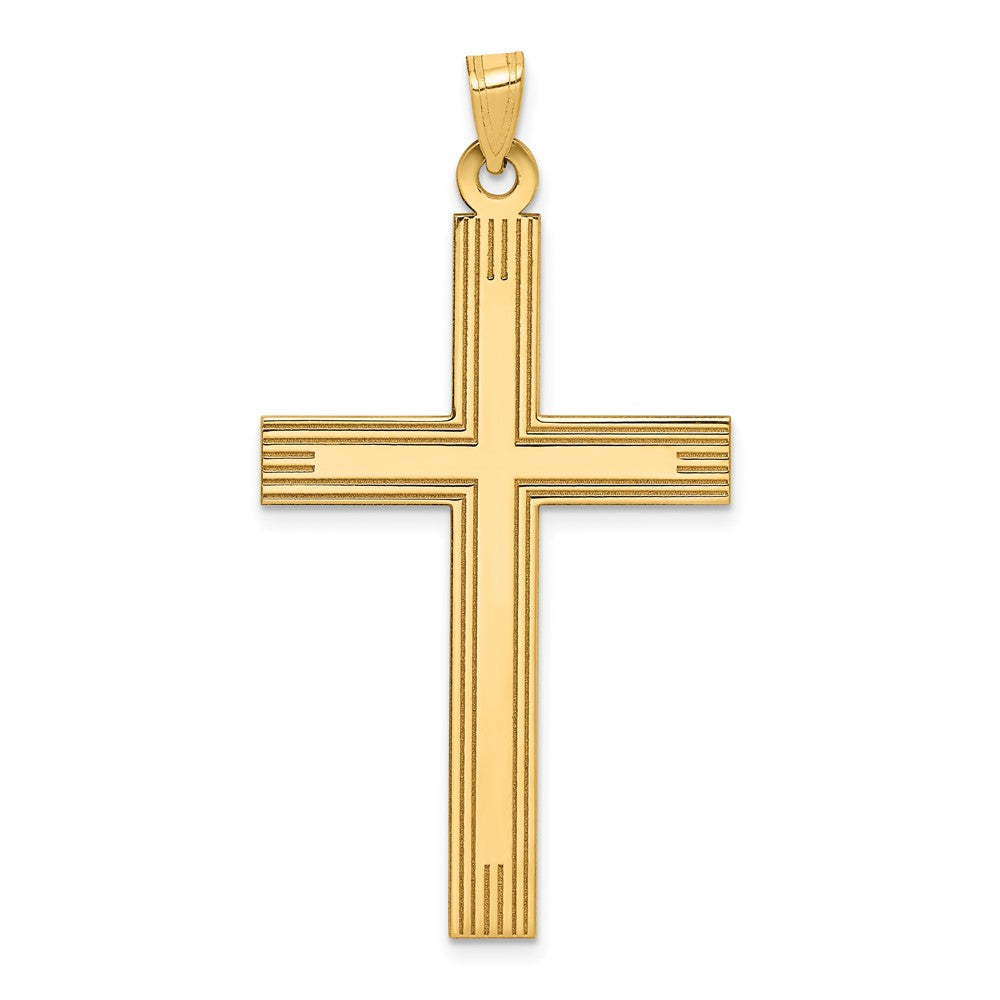 14k Laser Etched Cross Charm, 50 x 26 mm