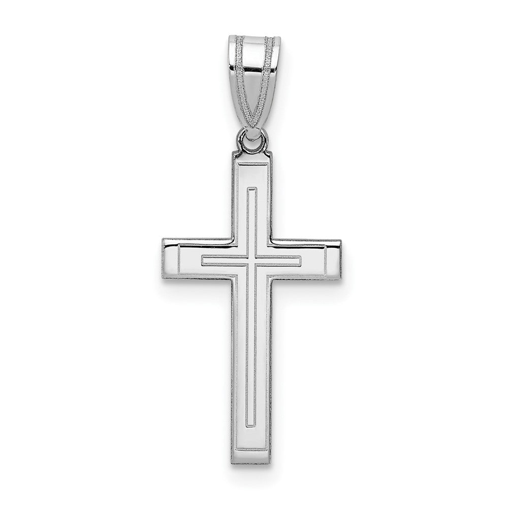 14k White Gold Cross Pendant, 25 x 12 mm, 0.66 g