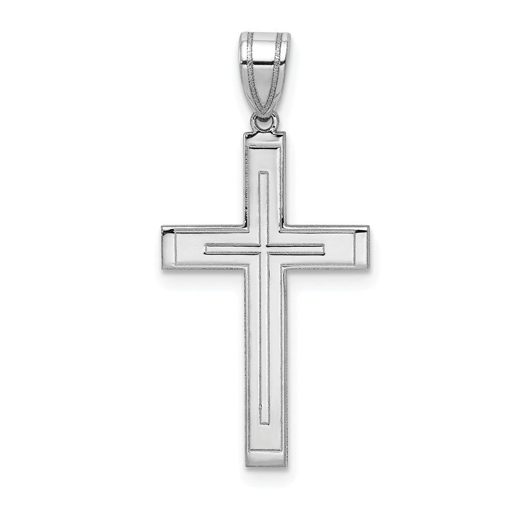 14k White Gold Cross Pendant, 29 x 15 mm, 0.88 g